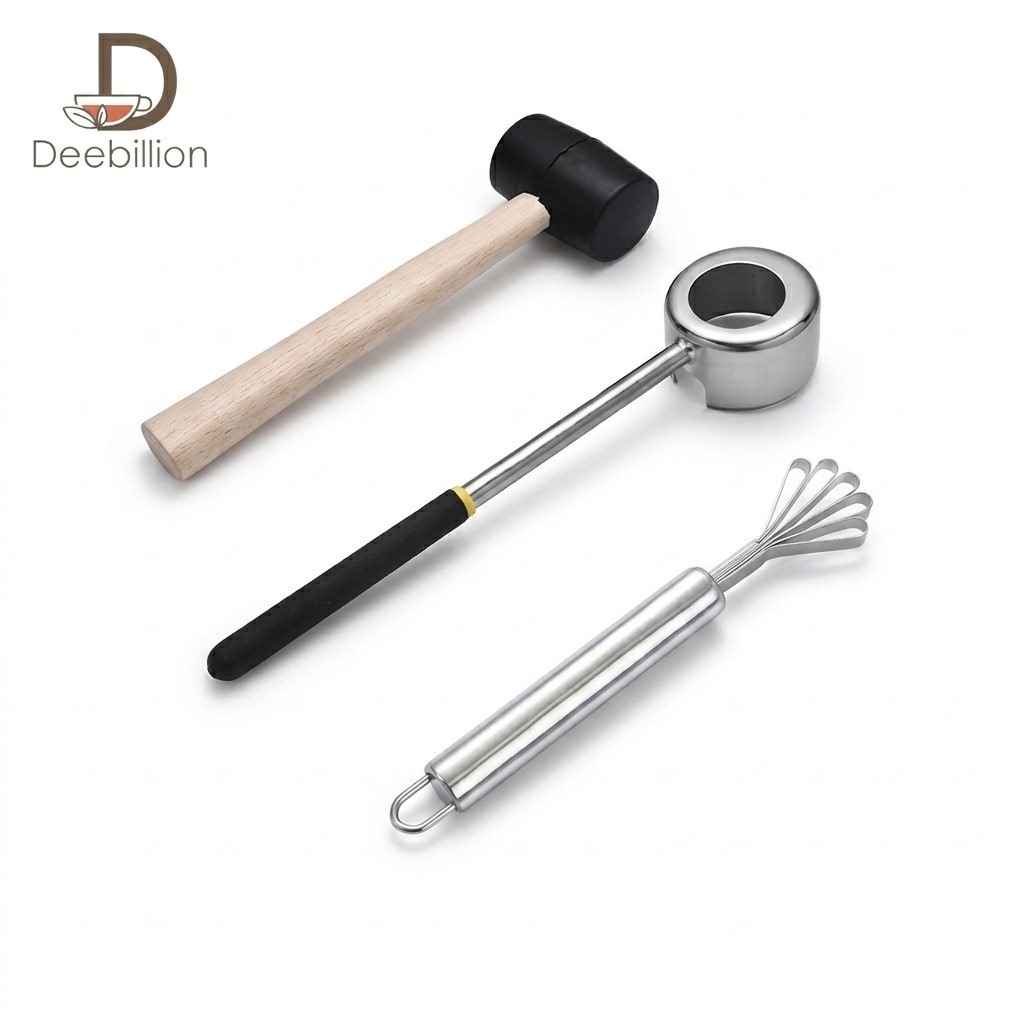 ที่เปิดมะพร้าวสแตนเลสพร้อมค้อนทุบ อุปกรณ์เจาะมะพร้าว Coconut Opener ช่วยให้การปอกมะพร้าวง่ายขึ้น Deebillion