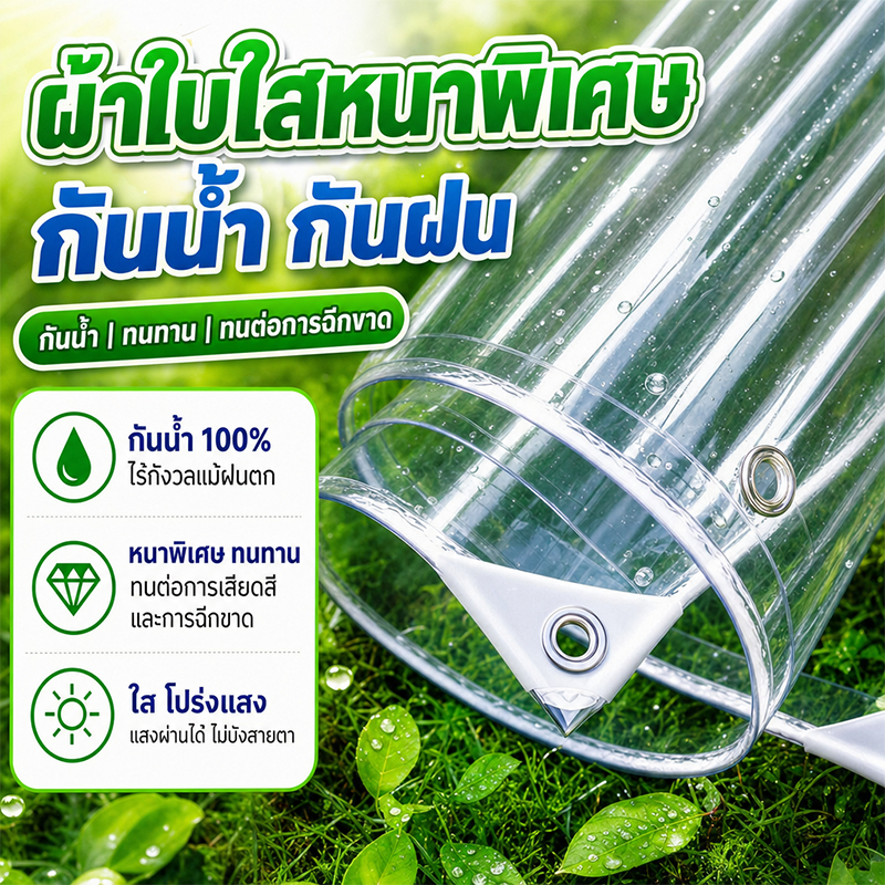 หัตถกรรมญี่ปุ่น ผ้าใบใสกันฝน LX ผ้าใบใส ผ้าใบใสแบบหนา พลาสติกใสกันฝน ผ้าใบกันแดดฝน หนา 6 เท่า กันฝน ผ้าใบ ผ้าใบกันฝนใส