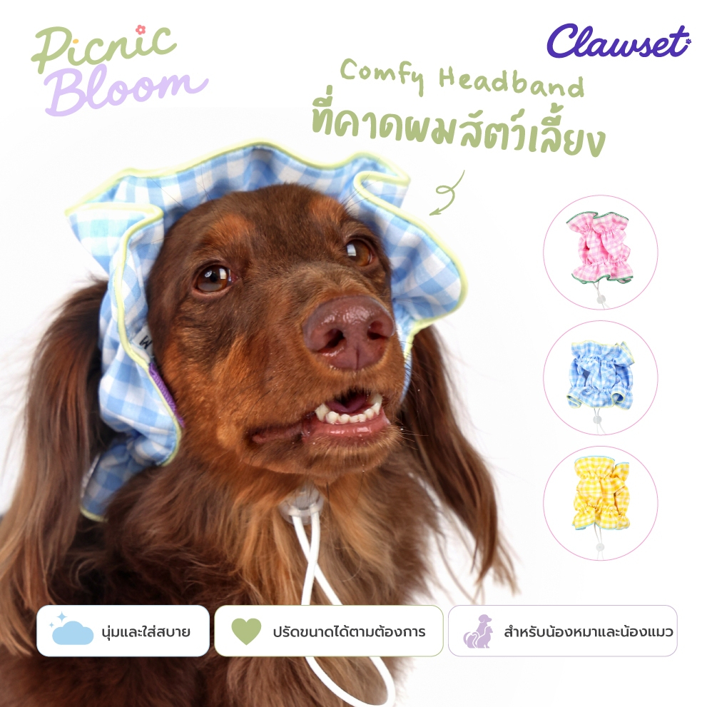 ผ้าคลุมหูสำหรับสัตว์เลี้ยง Comfy Headband - Picnic Bloom Collection