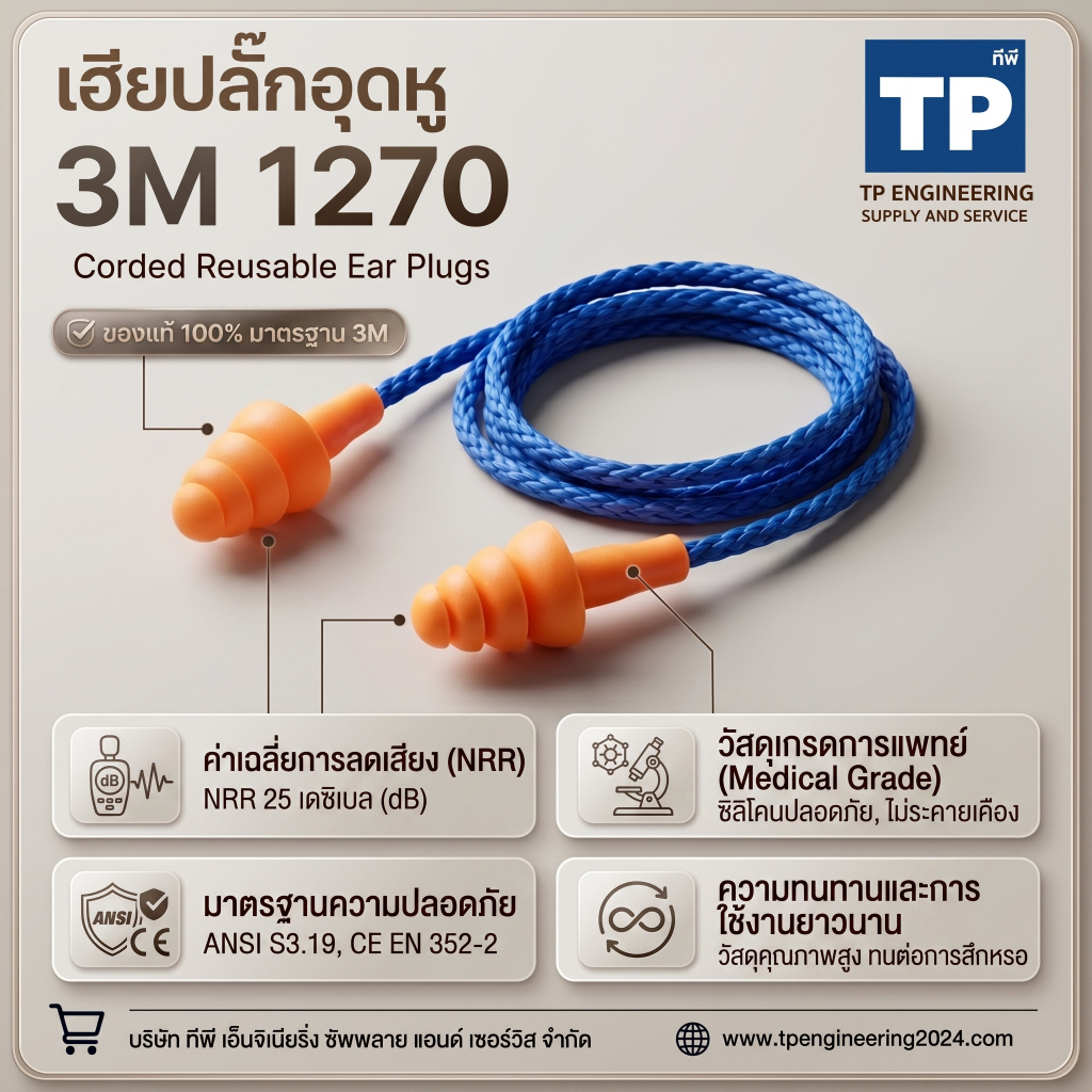 ที่อุดหู 3M รุ่น 1270 ลดเสียงรบกวนได้ดีเยี่ยม