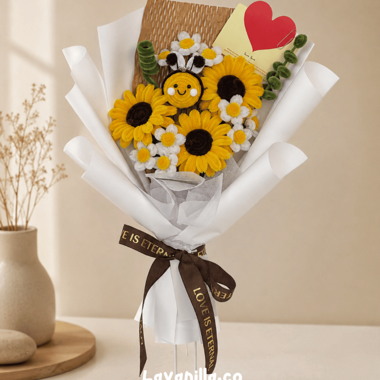 [ส่งทันที] ช่อดอกไม้ ช่อดอกทานตะวัน ช่อดอกไม้กำมะหยี่ รุ่น Bumble ขนาด 40 cm.