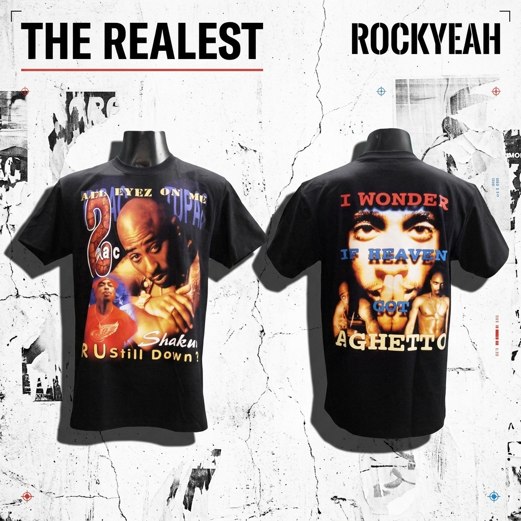 เสื้อยืด 2Pac Tupac ลาย ทูพัค R U Still Down? Album Art Shirt Hip Hop / สีดำ 2PC1817