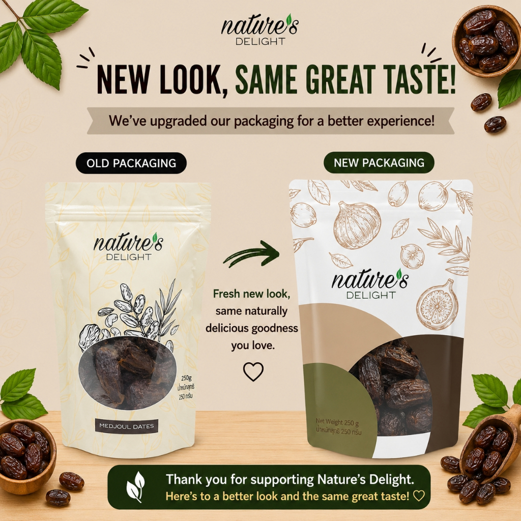Dried Medjoul Dates (Large) 250g x 2 , Nature's Delight Brand อินทผลัมแห้งพันธุ์เม็ดจูล 250 กรัม x 2 ตราเนเจอร์ส ดีไลท์