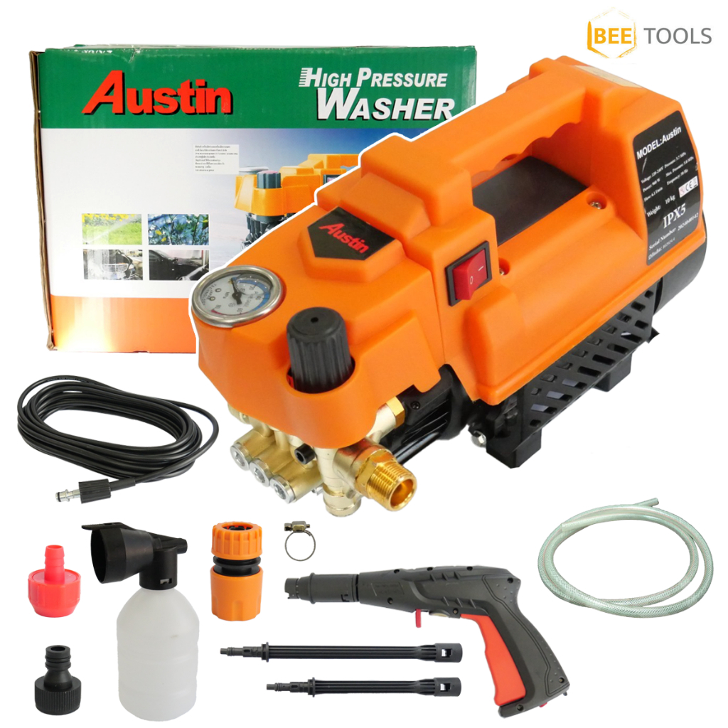 Austin เครื่องฉีดน้ำแรงดันสูง 300 บาร์ รุ่น HM-V99 อุปกรณ์ฉีดน้ำ อัดฉีด แรงดันสูง สาย10.5 เมตร(มาตรฐ
