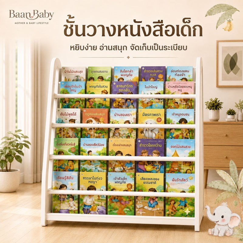 ชั้นวางหนังสือเด็ก ชั้นวางอเนกประสงค์ 3in1 ชั้นจัดมุมอ่านนิทานและของเล่น หยิบใช้ง่าย เก็บของเป็นสัดส่วน เหมาะสำหรับห้องเ