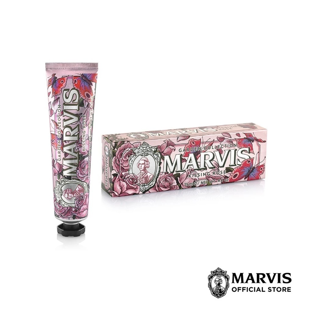 (NEW) Marvis Kissing Rose 75ML / มาร์วิส คิสซิงโรส 75 ม.ล+Marvis Anti‑Allergic Toothbrush ขนกลาง‑อ่อ