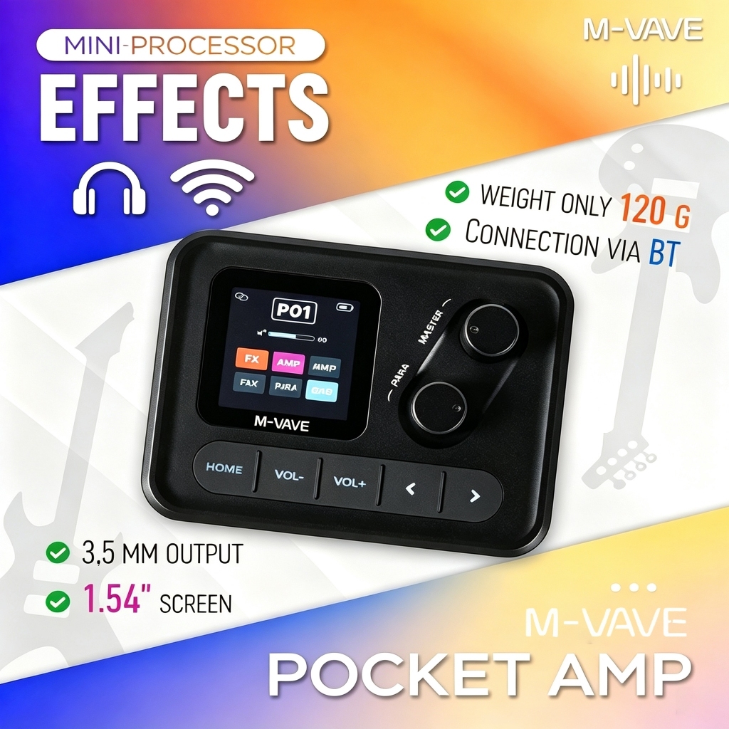M-VAVE Pocket Amp เอฟเฟคกีตาร์ Pocket Amp Guitar Multi-Effects Processor