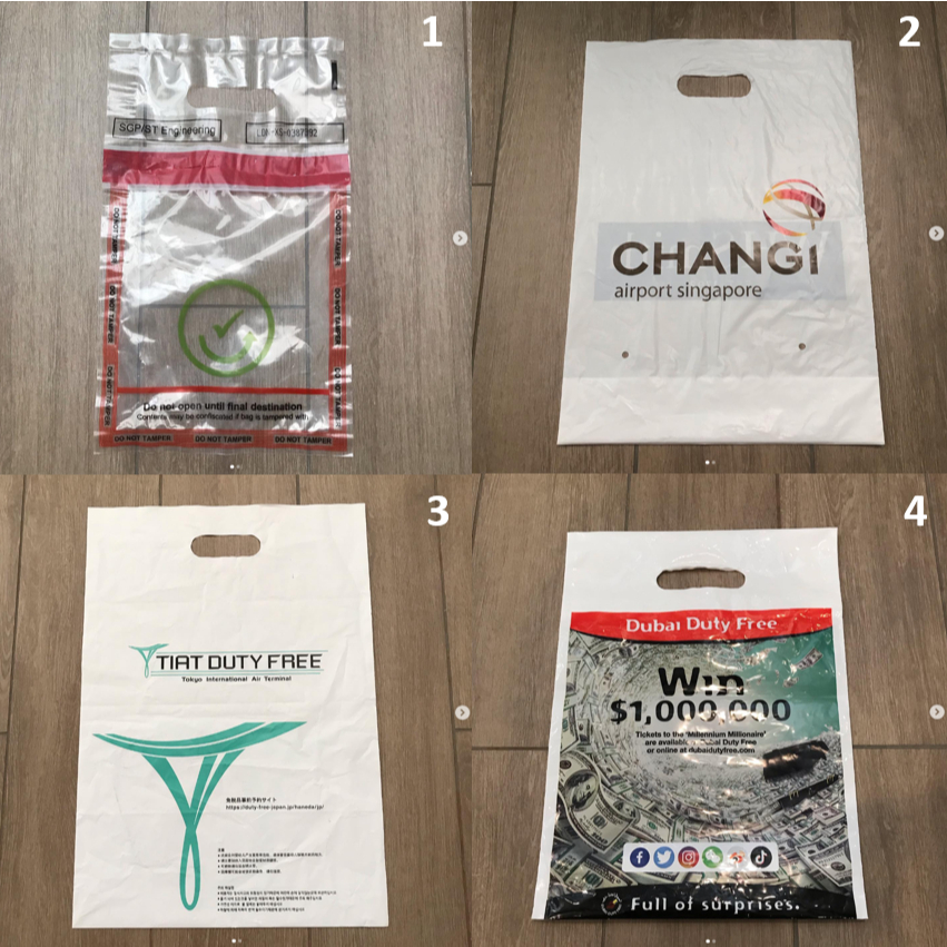 ถุงพลาสติก ถุง CHANGI WHSmith , TIAT DUTY FREE , สนามบิน NARITA AIRPORT , DUBAI duty free ญี่ปุ่น ขอ