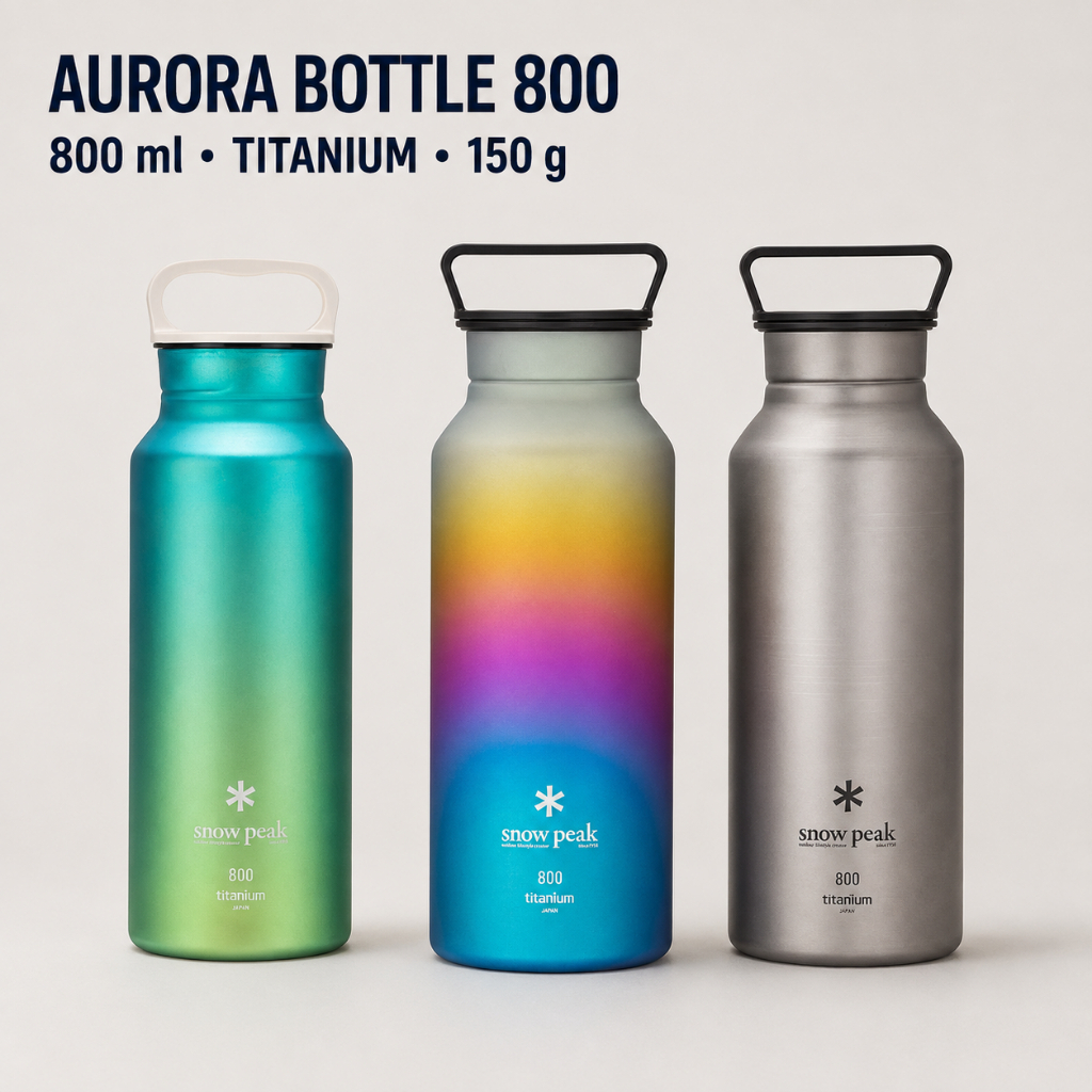 Snow Peak Aurora Bottle 800ml Titanium Water Bottle ขวดน้ำไทเทเนียม 150g TW-800 Series