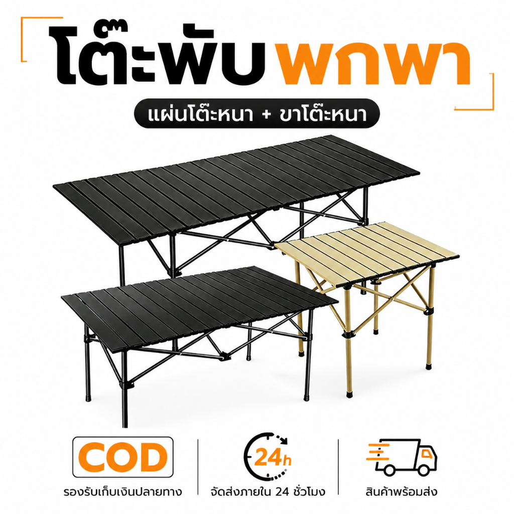 โต๊ะตั้งแคมป์พับได้ โต๊ะปิกนิกพกพา โต๊ะสนามกลางแจ้ง Folding Table สำหรับ Camping Tactical Table