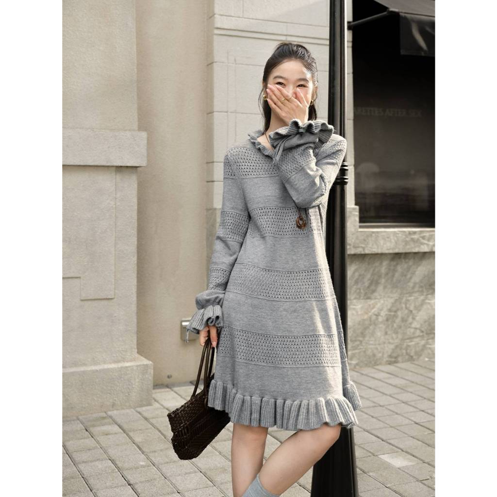 [Preorder] KUOSE : Ruffled Knit Mini Dress