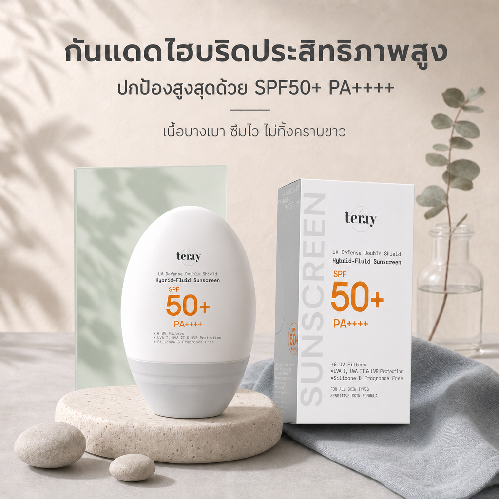 30ml ครีมกันแดด TERRY UV Defense Double Shield Hybrid-Fluid SPF50+ PA++++ กันน้ำ กันเหงื่อ