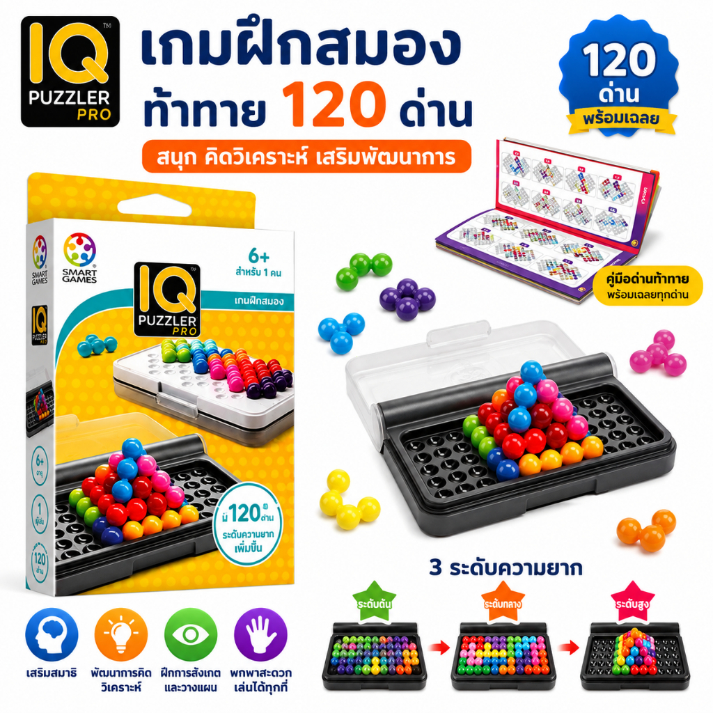 เกมฝึกสมองเด็ก เกมเสริมทักษะไอคิว เกมปริศนา ฝึกสมาธิและการคิดวิเคราะห์ 120 โจทย์ สำหรับเด็ก 6 ปีขึ้นไป