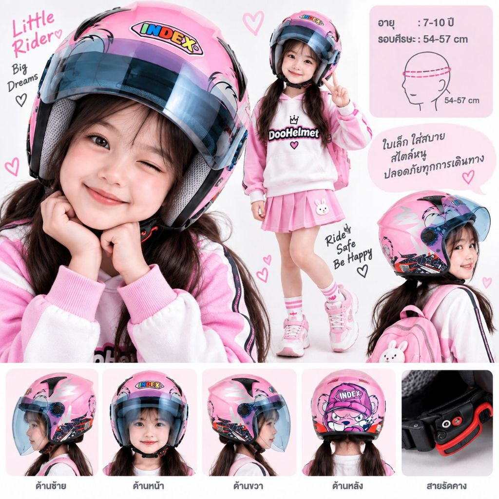 หมวกกันน็อคเด็ก 7-12ปี INDEX HELMET model: SPARK-JR Size S=54-57cm