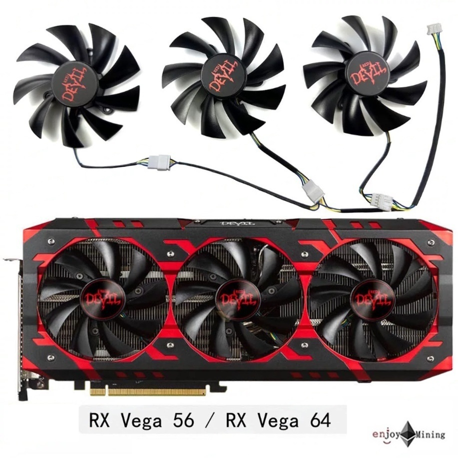 พัดลมการ์ดจอ PowerColor RX Vega56 Vega64 Red Devil Graphics Card Fan