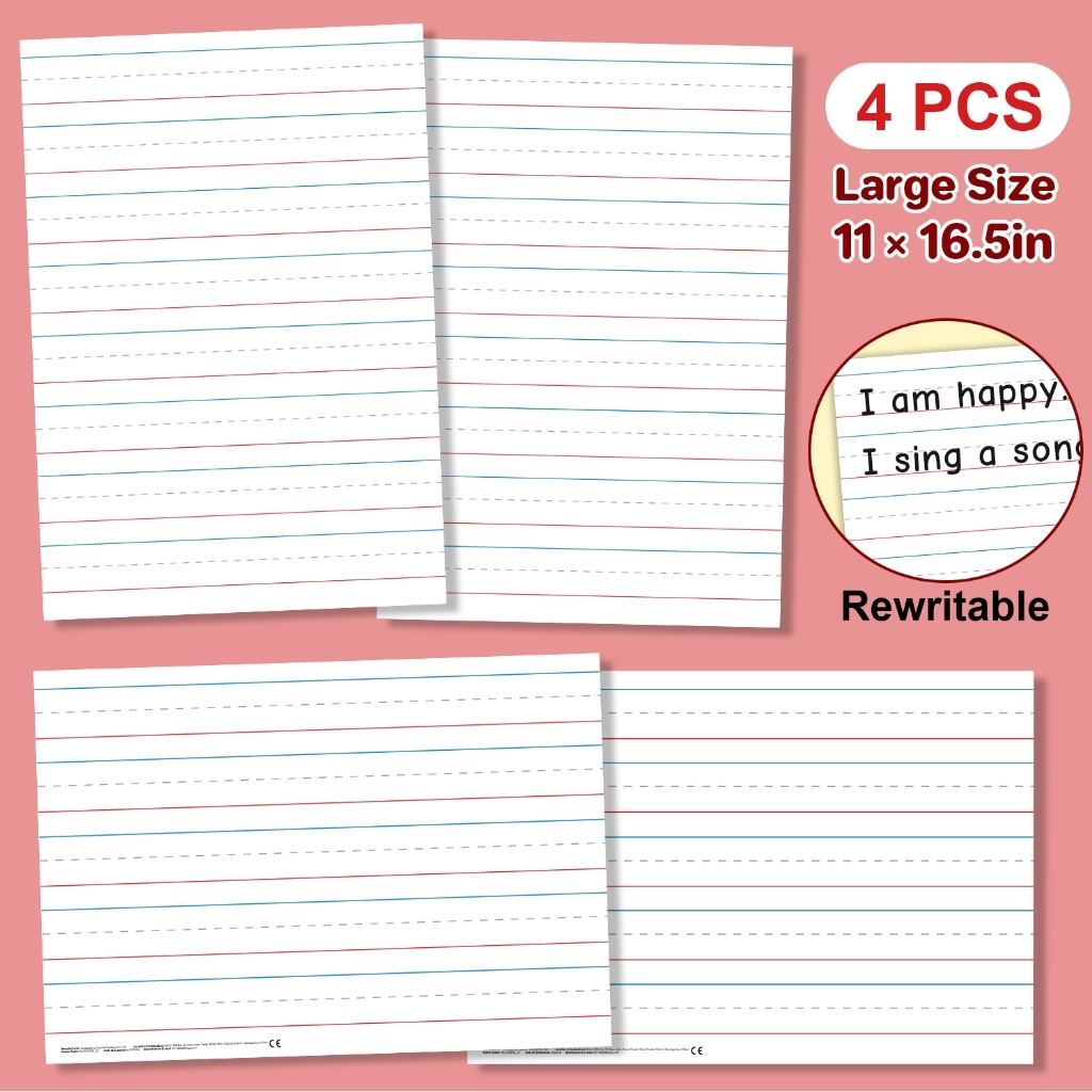 A3 Size Ruled Lines English Boards for Kids Double Sided Writing & Spelling Letter Vocabulary and Se