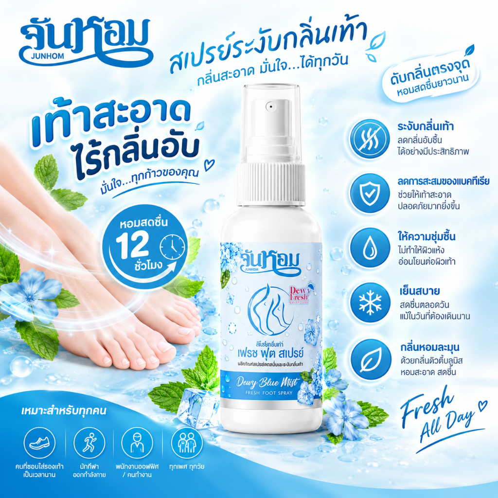 Junhom بخاخ Dewy Blue Mist ‏(3 عبوات) — صورة 2
