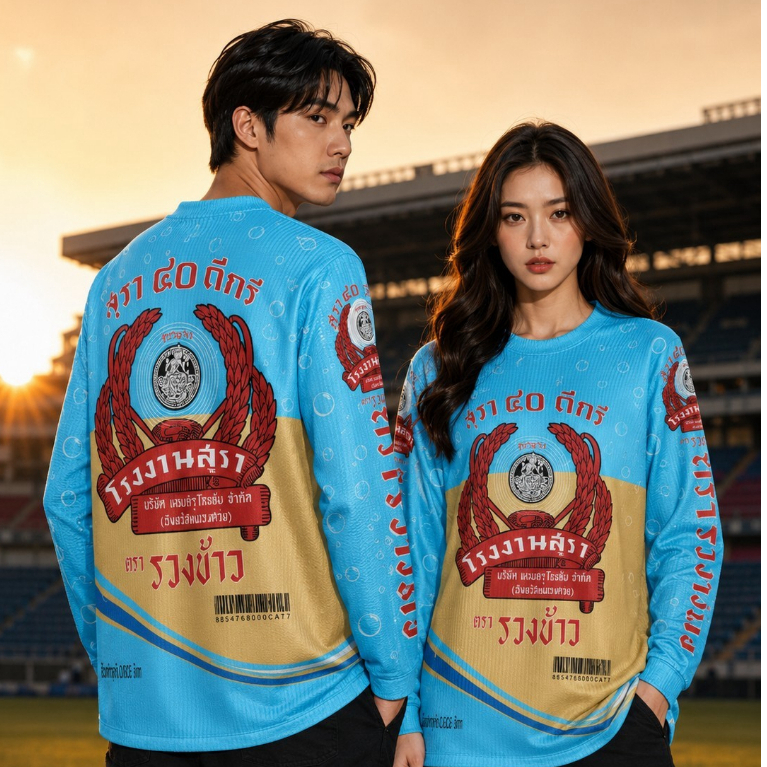เสื้อยืดพิมพ์ลายสุรา40ดีกรี มี2สี งานกระแส แขนยาวเนื้อผ้ากีฬาไมโครเกรดเอ ผลิตโรงงานไทย