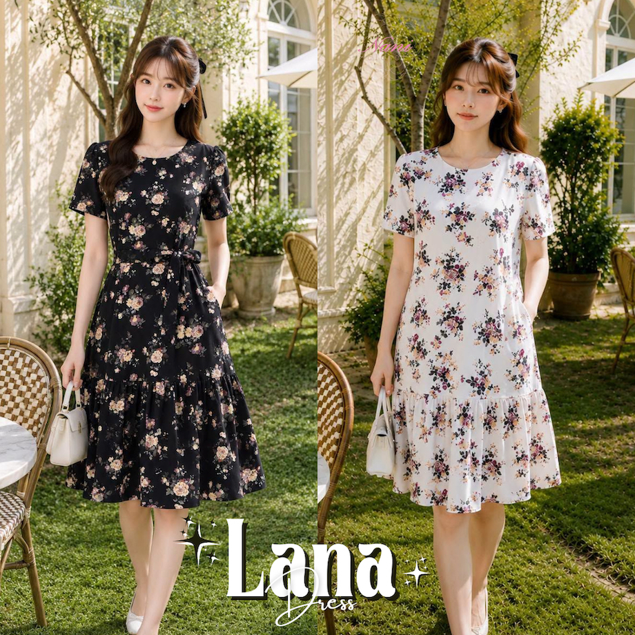 Lana Dress เดรสทำงานทรงปล่อย มีกระเป๋าข้าง หยิบใส่ง่าย ลายน่ารัก มีซับในพร้อม