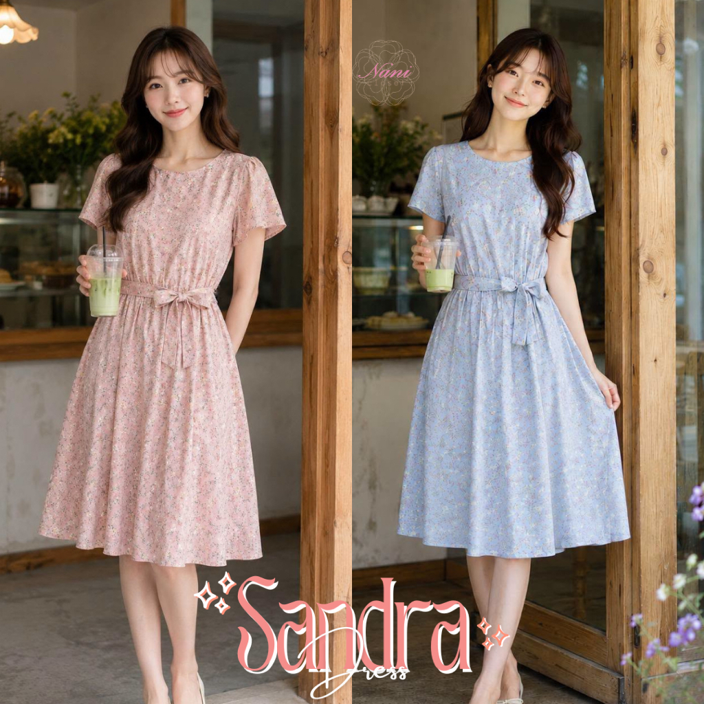 Sandra Dress เดรสไม่ต้องรีด คอกลม ทรงสวย ผ้าเนื้อนิ่มใส่สบาย เที่ยวคาเฟ่ มีซับในทั้งชุดและมีกระเป๋า