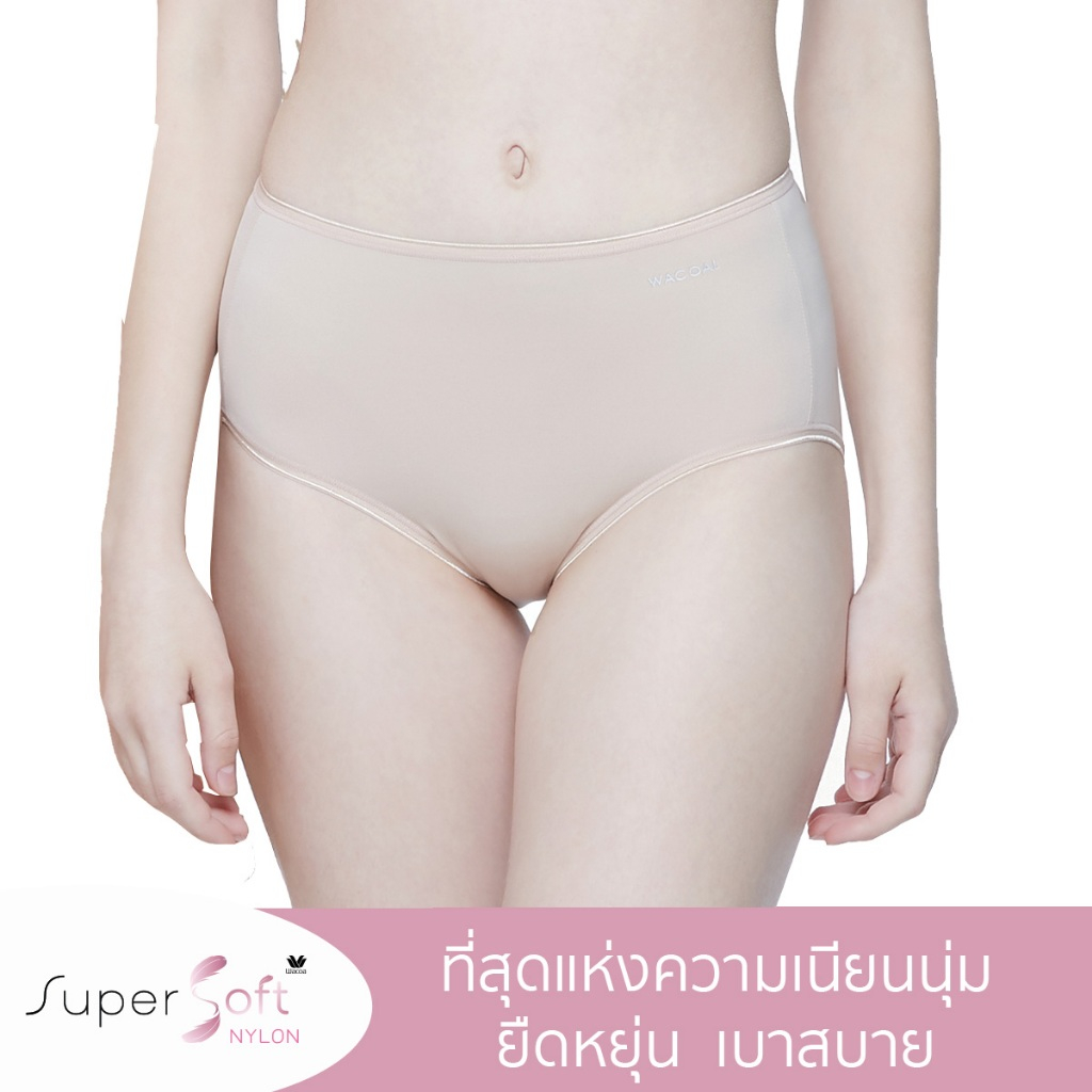 Wacoal Super Soft Nylon Short Panty กางเกงในนวัตกรรมเนียนนุ่ม รูปแบบเต็มตัว รุ่น WU5S00S/WU4992 สีเบจ (BE)