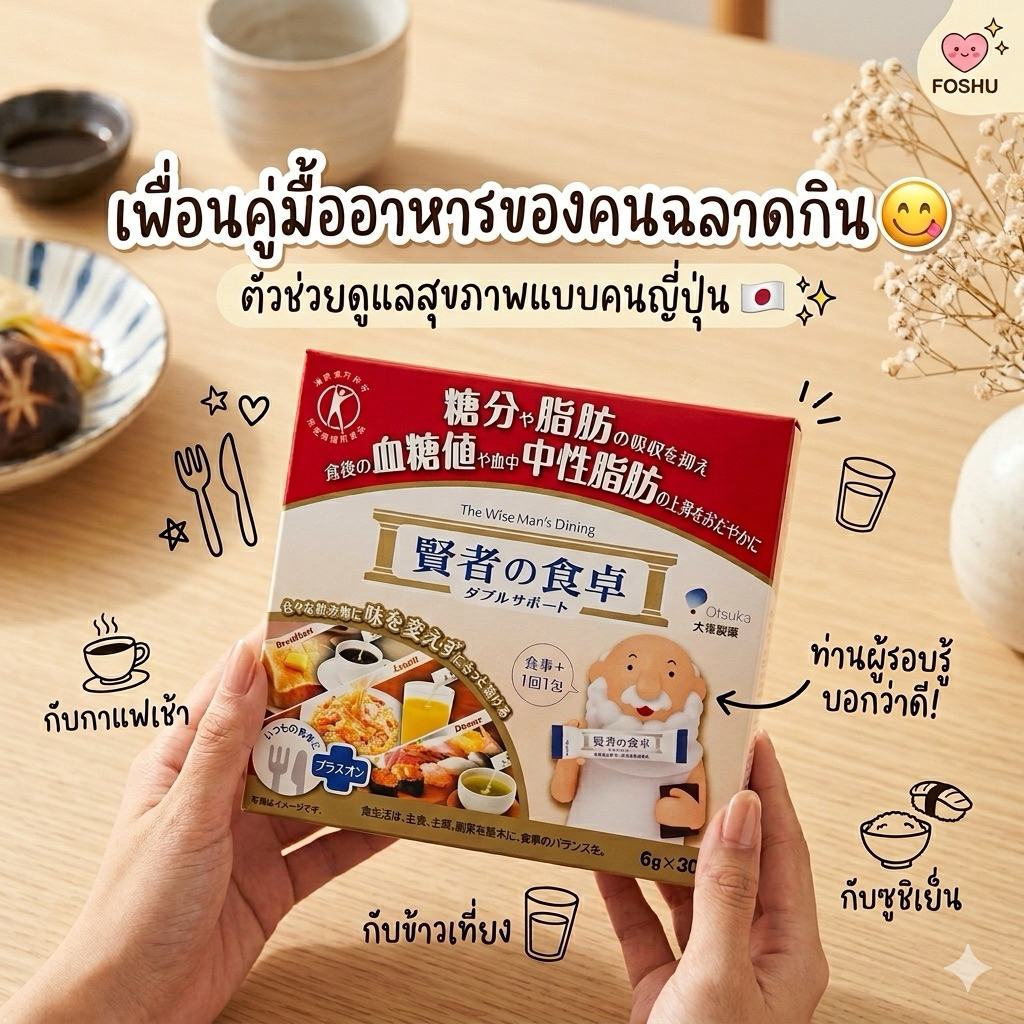 Otsuka Ostuka The Wise Man's Dining ยับยั้งการดูดซึมน้ำตาล ไขมัน บล๊อคแป้งและน้ำตาล