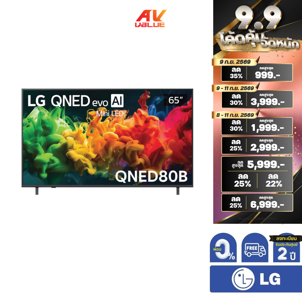 LG QNED evo AI Mini LED 4K TV รุ่น 65QNED80BSA ทีวีขนาด 65 นิ้ว QNED80 Series ( 65QNED80 , 65QNED80B