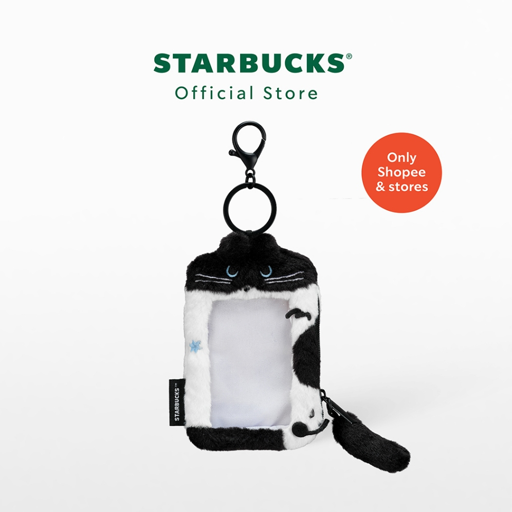 Starbucks حافظة بطاقات قطيفة Spooky Meowchestra
