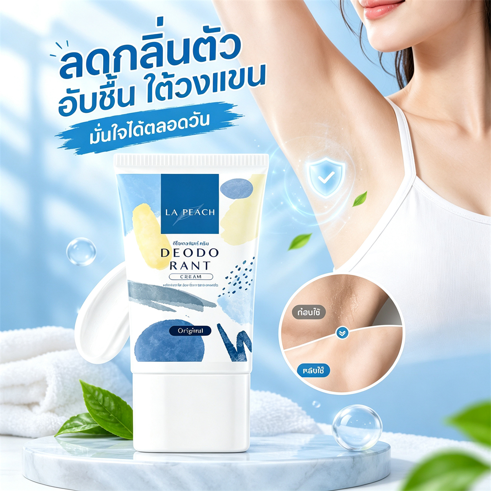La Peach Deodorant Cream 30กรัม ลาพีช ผลิตภัณฑ์ลดเหงื่อและระงับกลิ่นกาย ครีมลดเหงื่อ ระงับกลิ่นกาย ก