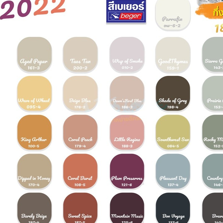 Beger เฉดสี 2022 ICE เบเยอร์ ไอซ์ 18 ลิตร ชนิดกึ่งเงา สีทาภายใน และสีทาภายนอก สีทาบ้าน