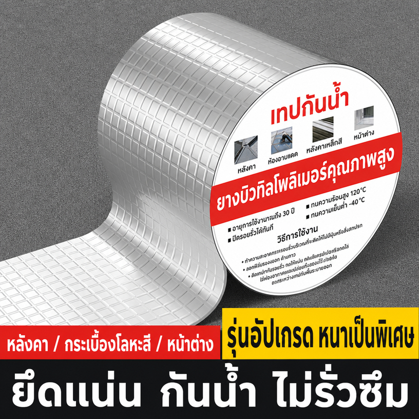ST เทปกันน้ำ เทปกาวกันน้ำ เทปอลูมิเนียม เทปกาวกันรั่ว กันรั่ว เทปติดหลังคากันรั่ว ความ ยาว5เมตร เทปกาว