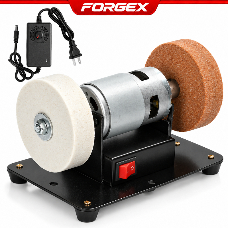 เครื่องเจียรตั้งโต๊ะ 96W ปรับสปีด 7 ระดับ 3000-6000RPM หินเจียรคู่ 2.75 นิ้ว สลับหมุนซ้ายขวาได้ เครื่องลับมีด DIY
