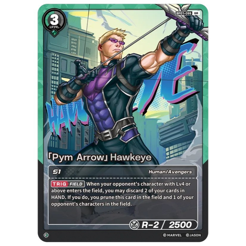 [BP01-099] Hawkeye GR [Pym Arrow] God Rare Foil (EN) - Marvel Hero Rush BP01