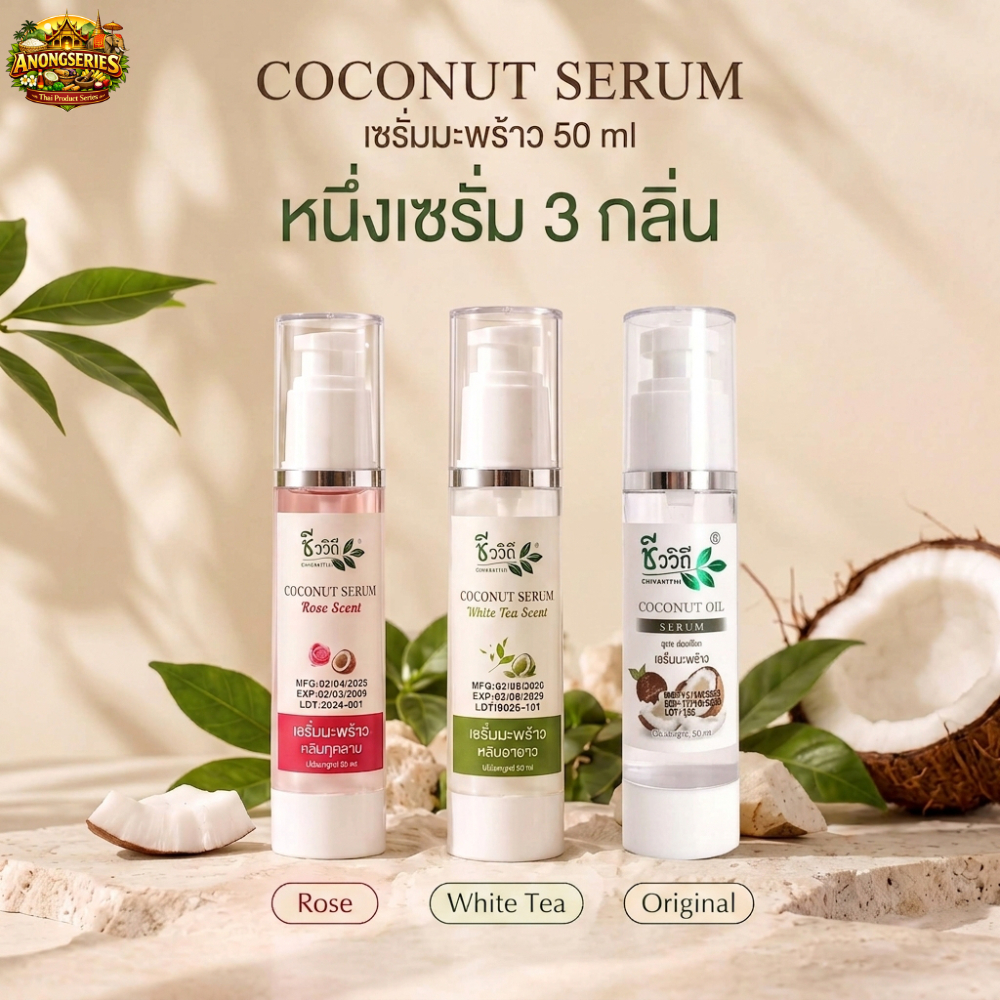 ชีววิถี เซรั่มมะพร้าว 50ml บำรุงหน้า-ตัว-ผม ในขวดเดียว! ผิวนุ่ม กระชับ ผมเงางาม BioWay Coconut Serum