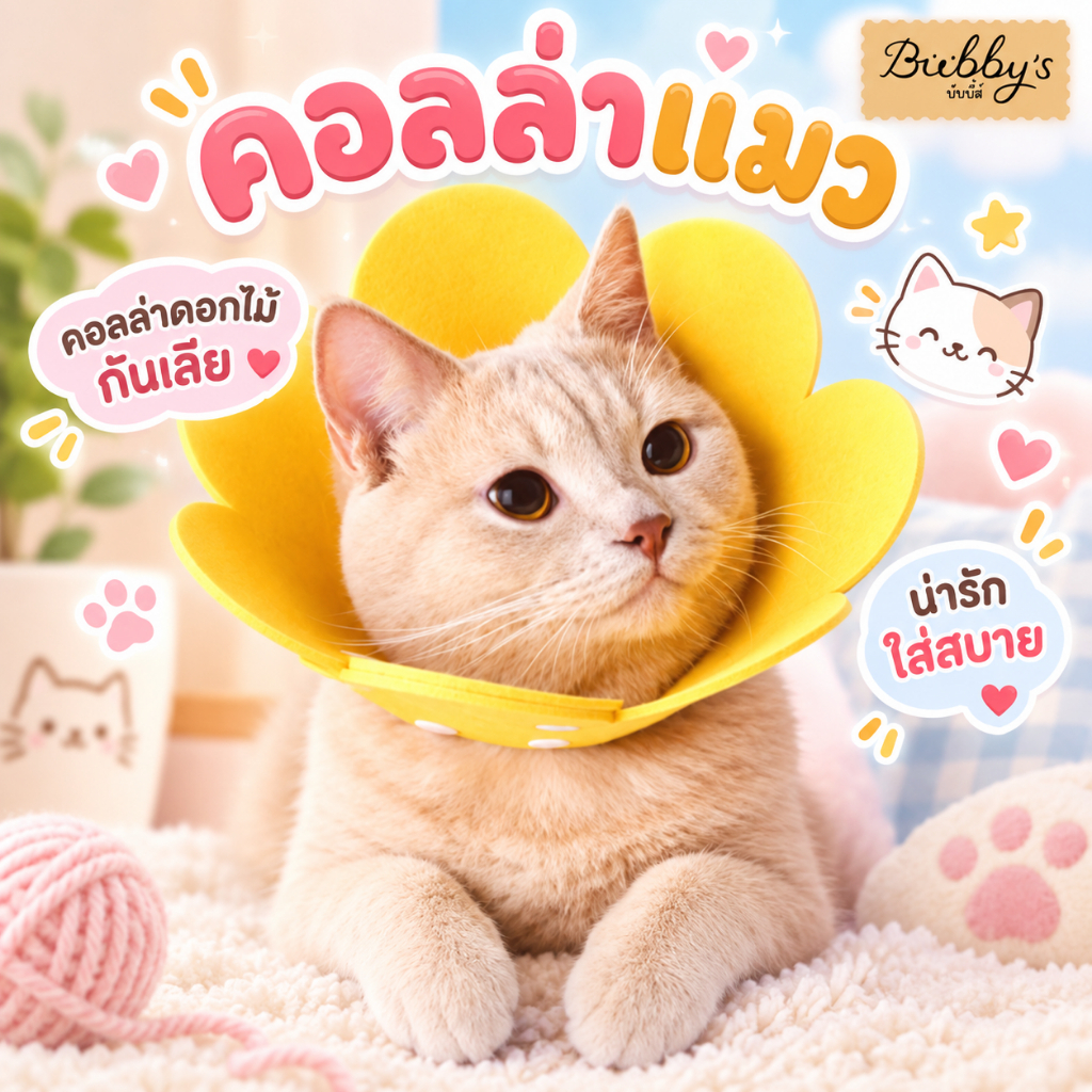 AL-077 Bubby's Collar คอลล่าแมว ปลอกคอกันเลีย ปลอกคอดอกไม้ คอลล่าดอกไม้ พร้อมส่ง บับบี้ Bubby By Anna&Louise