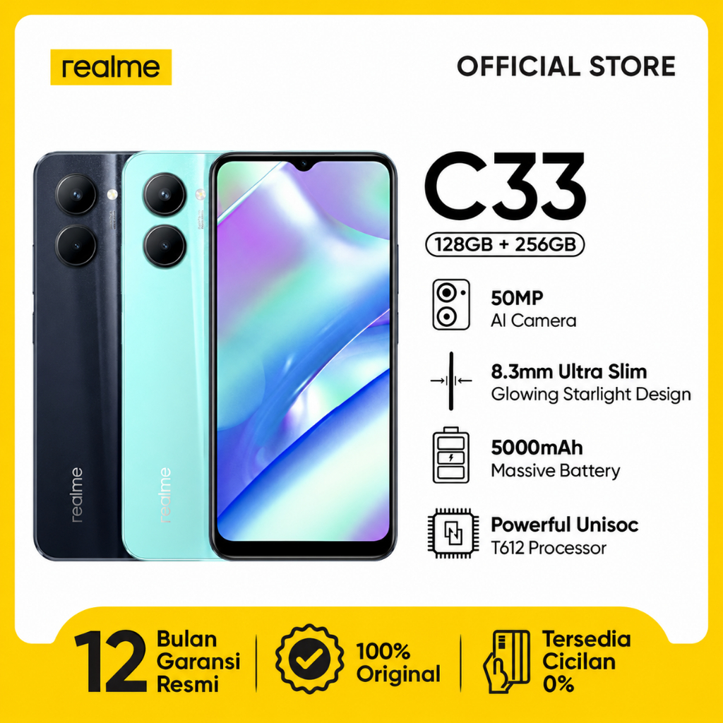 โทรศัพท์มือถือ realme C33 12GB+256GB  120Hz แบตเตอรี่ 5000mAh(รองรับซอฟต์แวร์ธนาคารทั้งหมด)