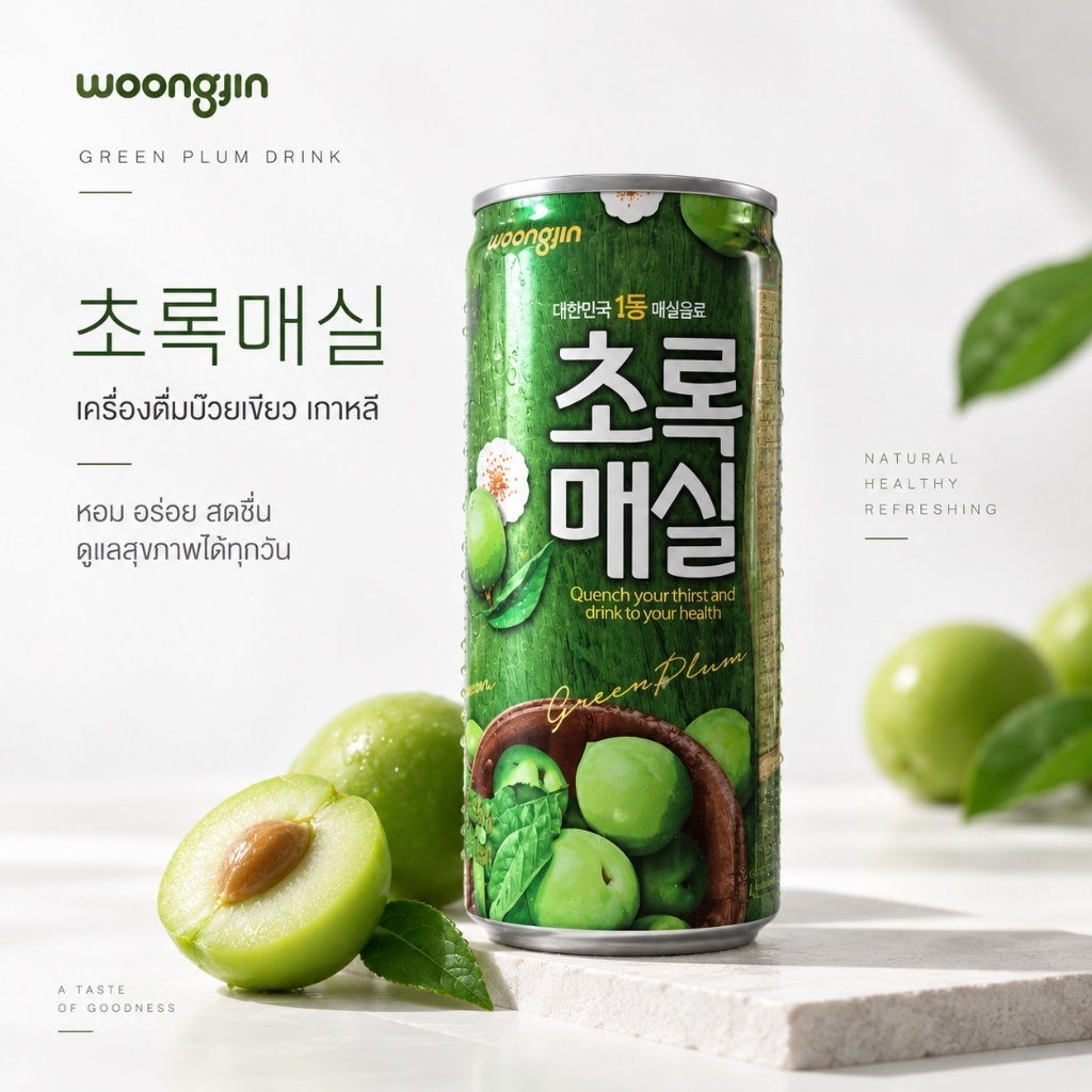 [น้ำบ๊วยเกาหลี] WOOJIN Korea Green Plum Juice 180ml