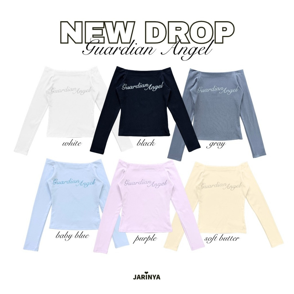 JARINYA (S-XL) เสื้อปาดไหล่ 2 ข้าง ผ้าคอตตอนใส่สบาย ทรงสวยเข้ารูป