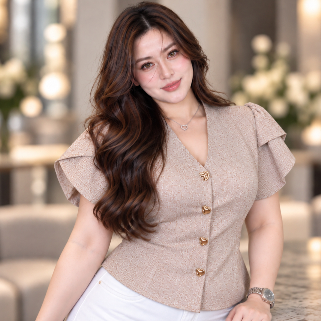 Maharani - Chérie Blouse Top เสื้อผ้าทวิต -อก38-46- #T165
