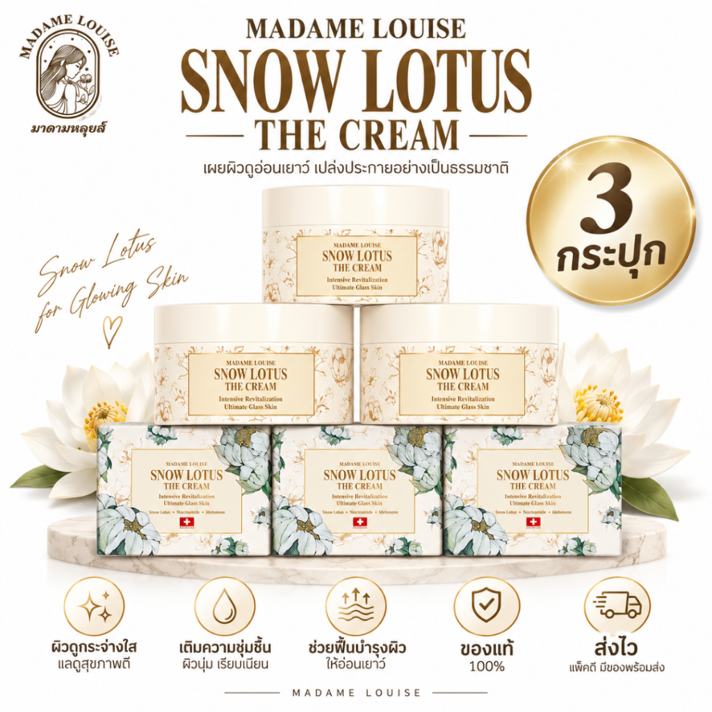 [ส่งในวัน!] Madame Louise The Cream [3กระปุก] มาดามหลุยส์ ครีมบัวหิมะ บำรุงผิวหน้า ผิวชุ่มชื้น ผิวดูเรียบเนียน