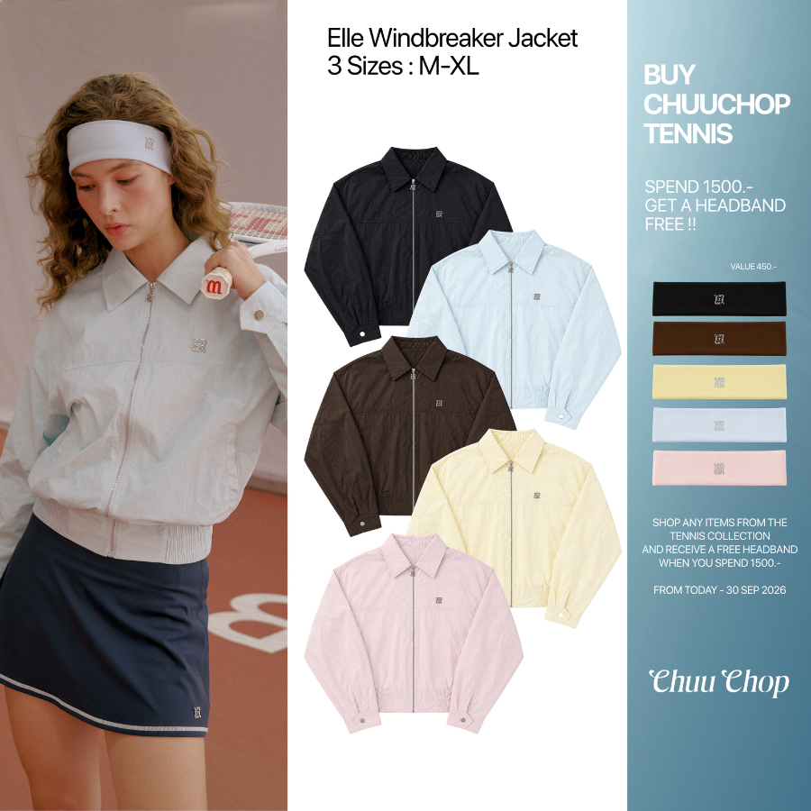 CHUUCHOP | M-L | Elle Windbreaker Jacket แจ็คเก็ตกันลม เสื้อคลุมออกกำลังกาย น้ำหนักเบา คลุมกันแดด (C8630)