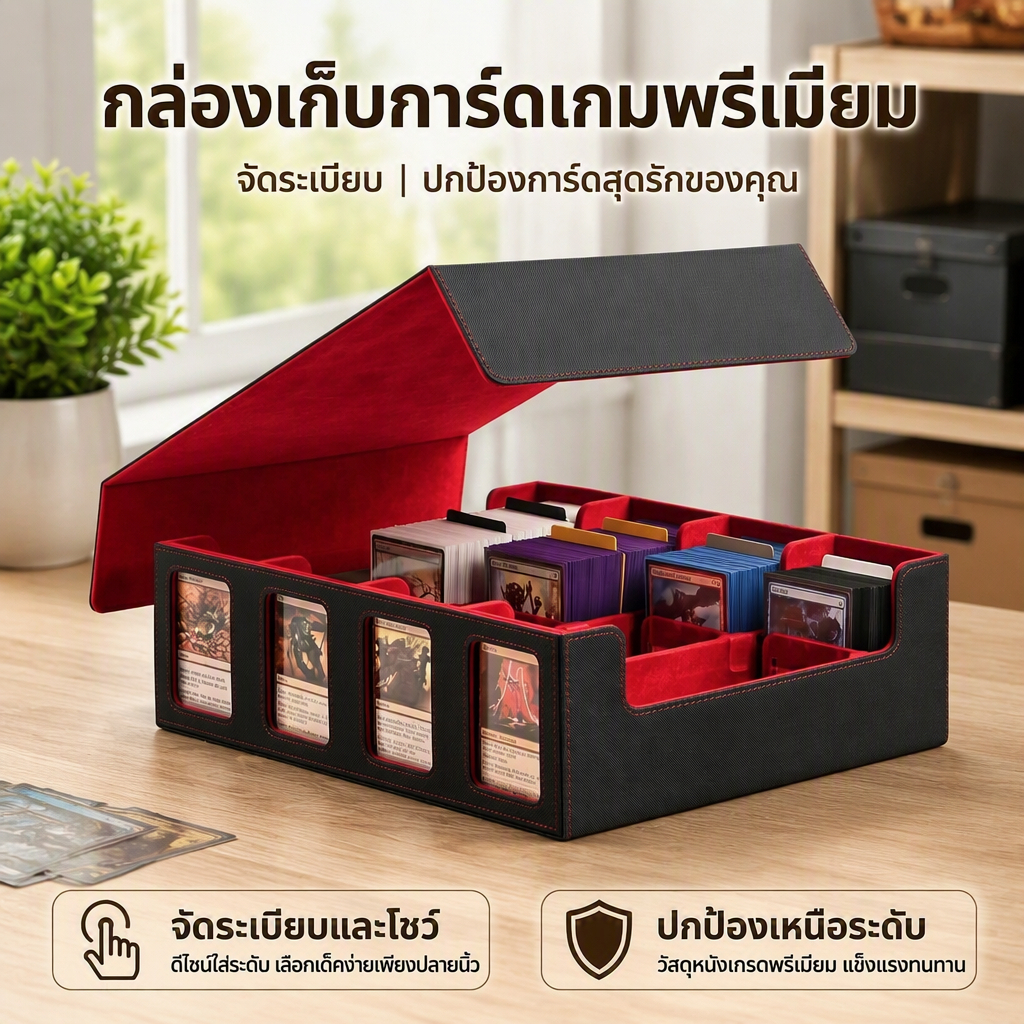 กล่องเก็บการ์ดเกม ความจุ 3,700 ใบ มีที่กั้นและที่รองการ์ด จัดเก็บเป็นระเบียบ