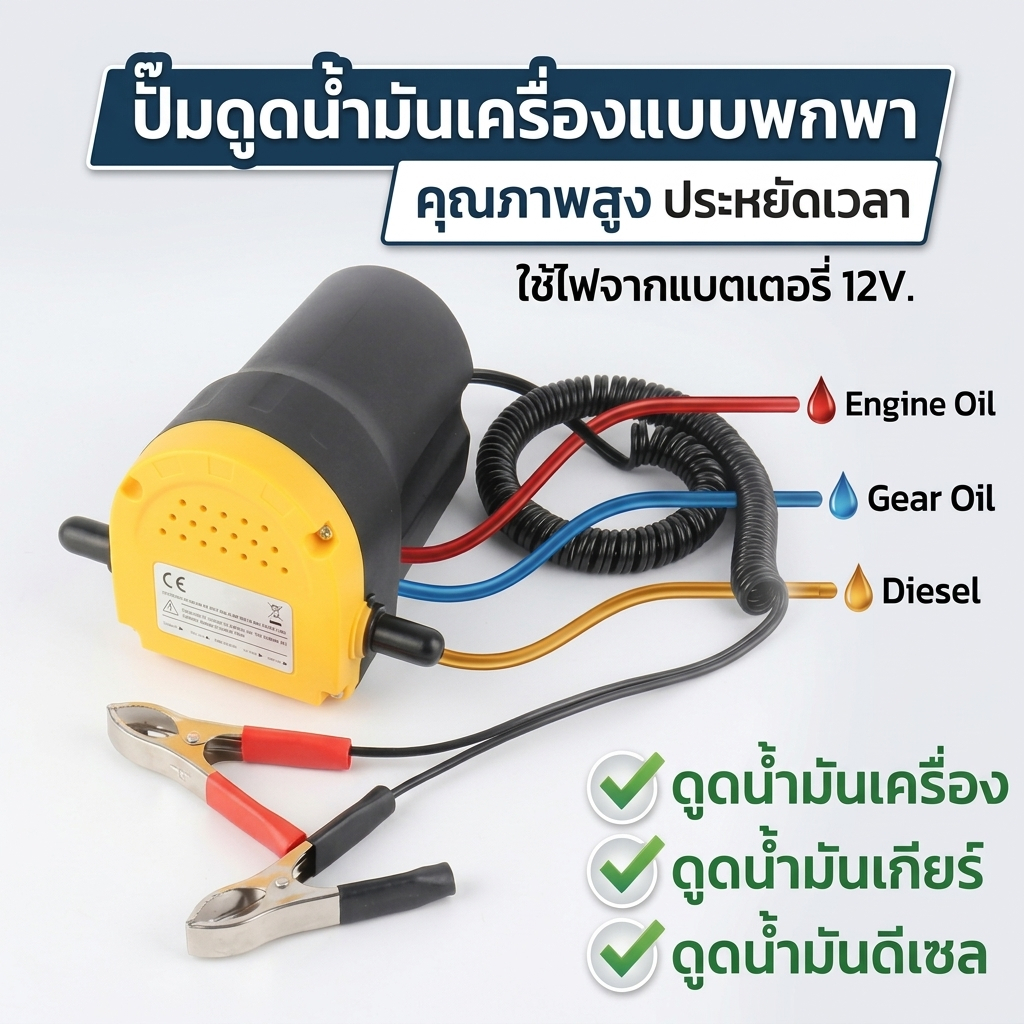 [ส่งด่วน] ปั้มดูดน้ำมันเครื่องแบบพกพา Fluid extraction pump kit ใช้แบตเตอรี่ 12V. ไม่ต้องใช้ปั้มลม