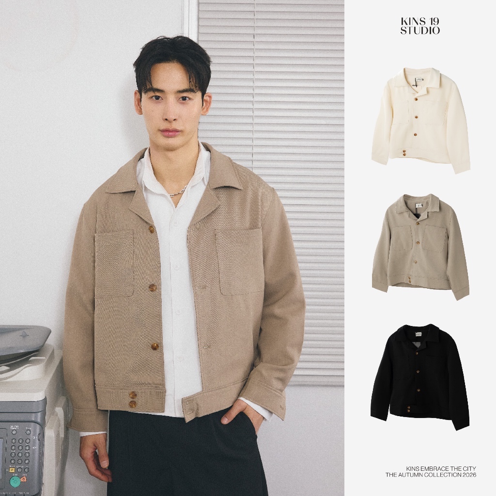KINS | เสื้อแจ็คเก็ต Jacket มีทั้งหมด 3 สี เสื้อคลุมแขนยาวชาย ของขวัญ (KN318)