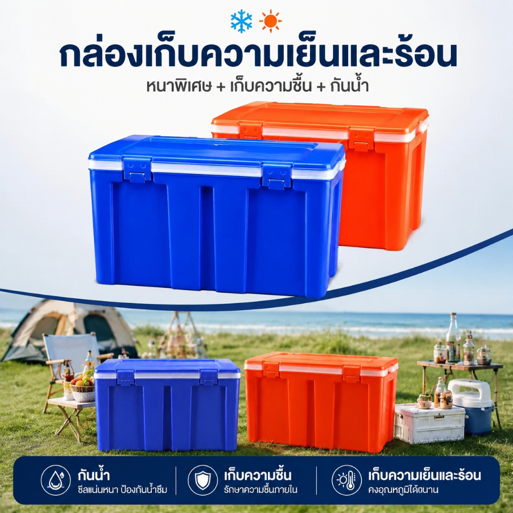 ถังแช่น้ำแข็ง เชิงพาณิชย์ เก็บน้ำแข็ง ไอศกรีม อาหาร ใช้กลางแจ้งและในรถ แข็งแรงทนทาน