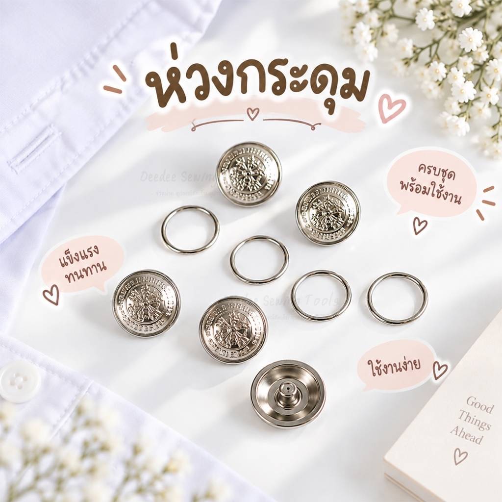 ห่วงติดกระดุมนักศึกษา เบอร์65 ขนาด 12มิล สีเงิน 10ชิ้น เข็มกลัดไหมพรม เข็มกลัดกระดุมนักศึกษา เข็มกลัดพลาสติก