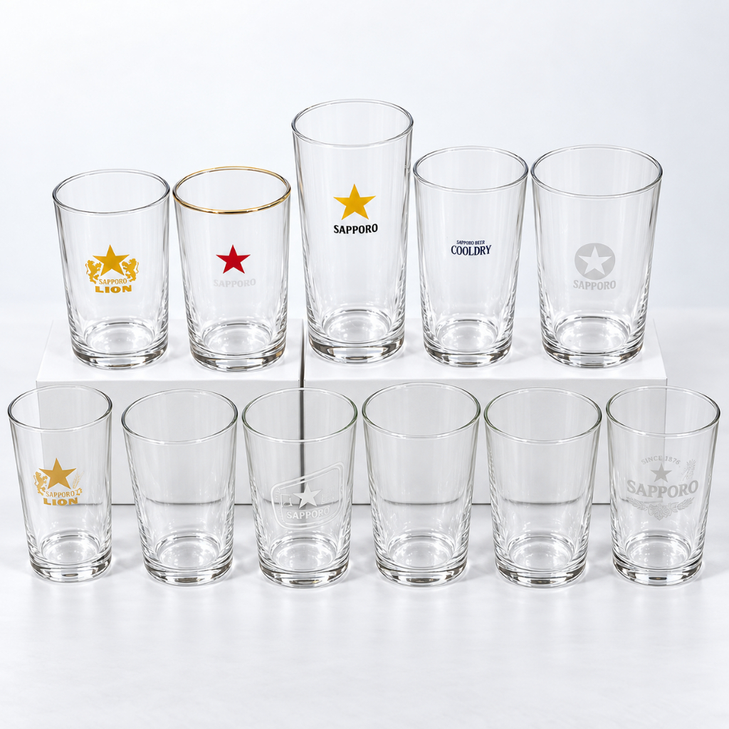 แก้วเบียร์ Sapporo แท้จากญี่ปุ่น  แก้วเบียร์สดสไตล์อิซากายะ ของสะสมแท้ 100%