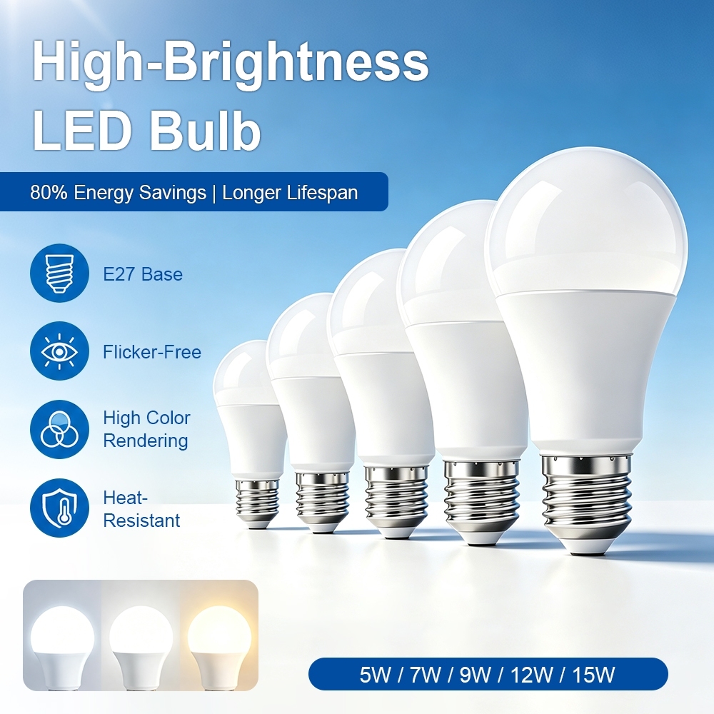 E27หลอดไฟ led 5W 7W 12W ใช้ไฟฟ้า220V สว่างนวลตา แสงขาว เเสงวอร์มไวท์ ขั้วE27