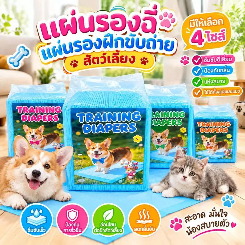Boqi Factory แผ่นรองฉี่สุนัข ราคาประหยัด ซึมซับดี แห้งเร็ว ระงับกลิ่น ใช้ฝึกขับถ่ายสำหรับสุนัขและแมวน thumbnail 6