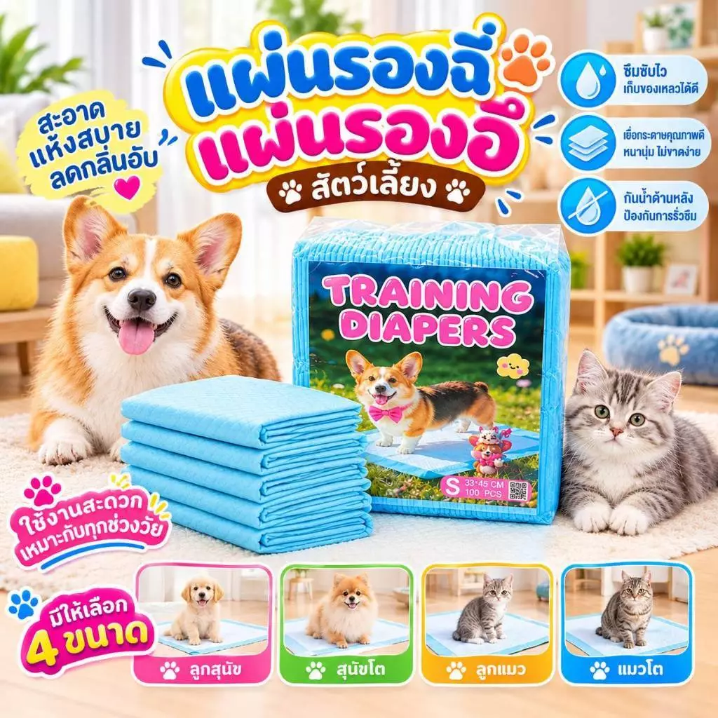 Boqi Factory แผ่นรองฉี่สุนัข ราคาประหยัด ซึมซับดี แห้งเร็ว ระงับกลิ่น ใช้ฝึกขับถ่ายสำหรับสุนัขและแมวน thumbnail 3